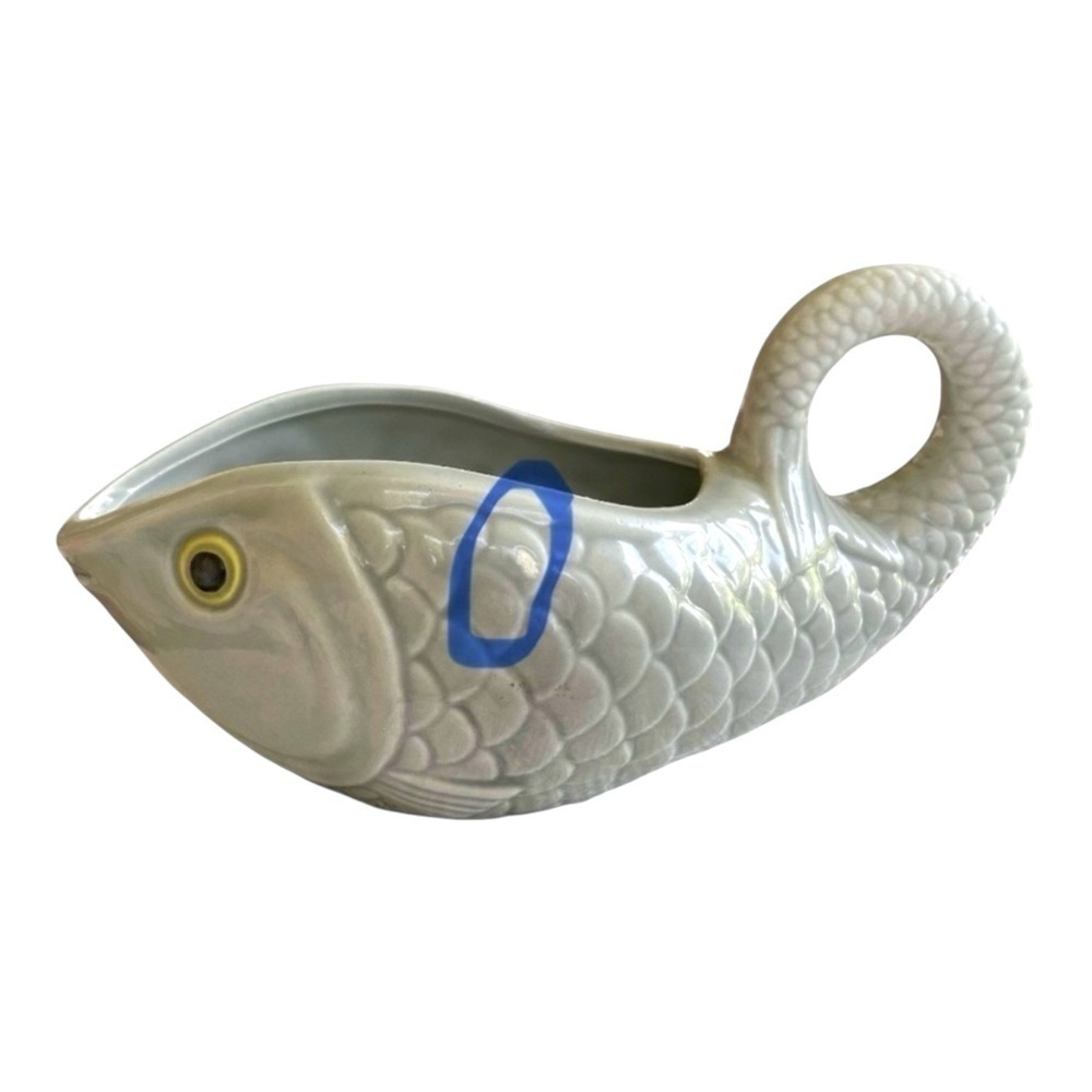 Vintage Enesco Japan Ceramic Fish Sauce Bowl | Mid-Century Koi Pitcher Style - Picture 11 of 13